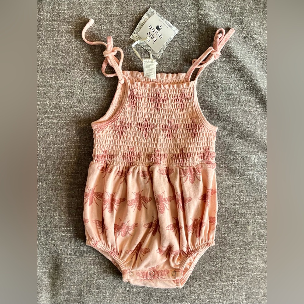 Kate Quinn 2T Smocked Tie Bubble in Blush Bee NWT